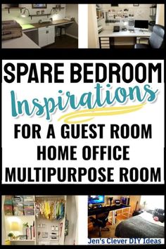 there are pictures of different rooms with the words spare bedroom inspirationals for a guest room home office multipurpose room