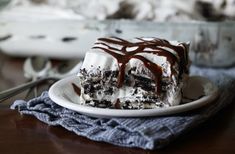 a piece of ice cream cake on a plate