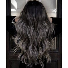 Virgin Hair Injection Tape In  #1b/silver/1b Hair Balayage Black, Balayage Black, Types Of Hair Extensions, Ash Hair, Ash Hair Color, Lighter Hair, Gorgeous Hair Color, Brown Hair Balayage, Hair Balayage