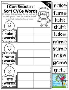 an i can read and sort cvce words worksheet with pictures on it