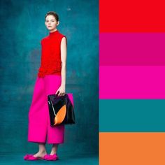 Pink Color Combination, Color Trends Fashion, Color Palette Design, Colourful Outfits, Color Swatches