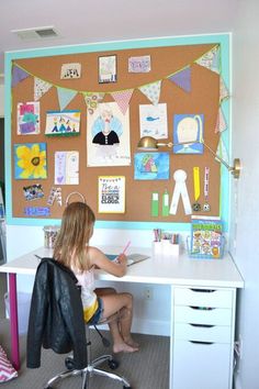 Diy Cork Board Ideas, Painted Cork Board, Diy Map, Art Display Kids