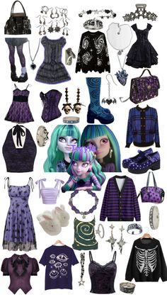 Strawberry Shortcake Outfits, Purple Goth, Villain Costumes, Slay Outfits, Winter Color Palette, Monster High Characters