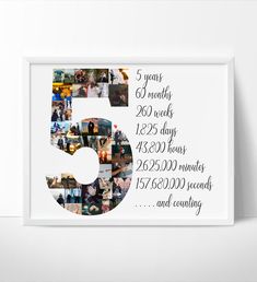 3rd Year Anniversary Gifts For Him, Number Photo Collage, Anniversary Photo Collage, Anniversary Collage, Gift Collage, 3rd Year Anniversary Gifts, Anniversary Scrapbook, 3 Year Anniversary, Diy Anniversary Gift