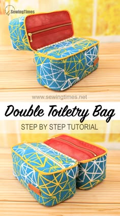 the double toiletry bag sewing pattern is easy to sew and can be used for storage