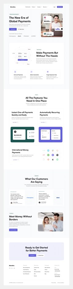 the landing page for a website with different layouts