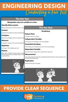 an image of a poster with the words, engineering design conducting a fair test