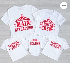 Carnival Staff Birthday Sweatshirt, Birthday Gift T Shirt, Custom Birthday Tshirt,Bday Crew,Main Attraction Tee,Matching Bday Family T-shirt 👉 Product Details: The T-Shirts, V-Necks, youth and baby suits(onesie) are unisex.👈 👉Please review all the sizing charts that were added in the product pictures. 👚 Women: Shirts will have a looser fit when choosing your regular size. If you would prefer a more fitted look, it is recommended to size down. It is based on your personal preference. 👉How Do Fun Red T-shirt With Name Print, Fun T-shirt For Father's Day Birthday, First Birthday Graphic Tee With Crew Neck, Funny First Birthday T-shirt With Letter Print, Funny First Birthday T-shirt, Funny Letter Print T-shirt For First Birthday, Red Crew Neck Top For First Birthday, Family Matching Birthday T-shirt With Name Print, Family Matching Red Tops For Birthday