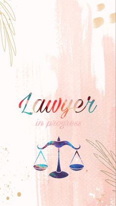 a poster with the words law in progress and an image of a scale on it