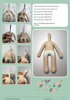 the instructions for crocheted stuffed animals are shown