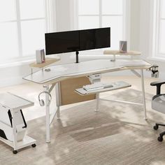 The new modern home office trend! Find the perfect balance between comfort and efficiency with this wing desk for those who need to work long hours to make the office easier. #eurekaergonomic #homeoffice #officedesk #homeofficedecor #standingdesk #Space-Saving #homedecor #WorkspaceUpgrade #HomeOfficeSetup Lamp Book, Organization Accessories, Pc Gaming Desk, Curved Desk, Office Works