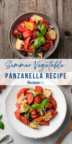 the recipe for this summer vegetable panzanella recipe is ready to be eaten