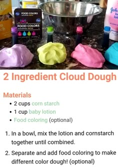 instructions for how to make 2 ingredient cloud dough