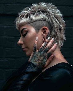 Short Mullet Undercut, Wolf Cut Hair Short Mullet Style Women, Small Side Shave, Women’s Undercut Hairstyles, Short Spikey Hair For Women, Mohawk Women Short, Women Mullet Short Hair, Female Mohawk Shaved Sides, Crazy Haircuts For Women