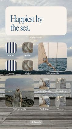 an advertisement for the sea is shown in several different colors