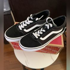 Unisex Vans Black Sneaker. Suede/Canvas. Size 4 Youth. Look Brand New. Worn 3x. Vans Black And White, Vans Black, Black Sneaker, Vans Shoes, Canvas Size, Kids Shoes, Shoes Sneakers, Size 4, Black White