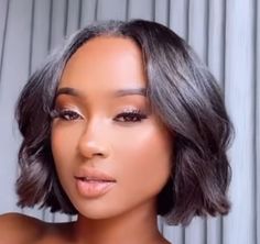 Beach Waves For Short Hair Black Women, Black Women Round Face Hairstyles, Short Black Hairstyles Bob, Short Bob Curls Black Women, Bob Wedding Hairstyles Black Women, Bob Haircut For Fine Hair Black Women, Short Bob Relaxed Hair, Middle Part Short Hair Black Women, Short Weave Bobs Black Women