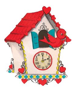 a clock with a bird on it and a sign that says i'm cucko over you valentine