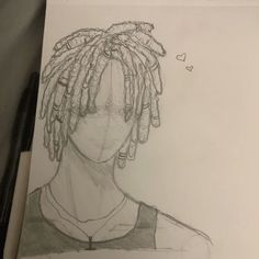 a drawing of a woman with dreadlocks on her head