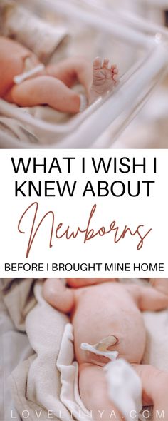 a baby in a crib with the words what i wish i knew about newborns