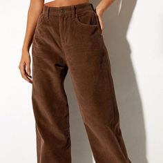 Brand New! Tags Still Attached! Never Worn!! Motel Rocks Pants! Very Pretty Dark Chocolate Color! School Finds, March Outfits, Turquoise Pants, Lavender Pants, Dark Brown Pants, Dark Chocolate Color, Brown Leather Pants, Brown Corduroy Pants, Purple Jeans