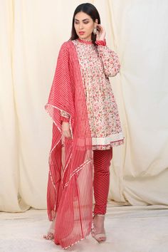 Buy Pink Chanderi Kurta Set For Women by Kanika Sharma Online at Aza Fashions. Red Anarkali, Velvet Kurta, Printed Anarkali, White Kurta, Luxury Sale, Kurta Designs