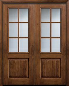 the front door is made of wood and has two glass panels on each side,