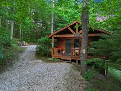 a small cabin nestled in the woods