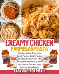 One Pot Chicken Parmesan Pasta One Pot Chicken Parmesan Pasta, One Pot Chicken Parmesan, Chicken Parmesan Pasta Recipe, Crock Pot Appetizers, One Pot Dinner Recipes, Amazing Chicken Recipes, Creamy Parmesan Chicken, Chicken Parmesan Recipe Easy, Pasta Noodle Recipes