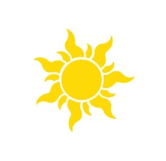 a yellow sun logo on a white background