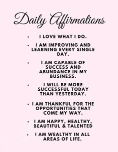 a pink background with the words daily affirmations