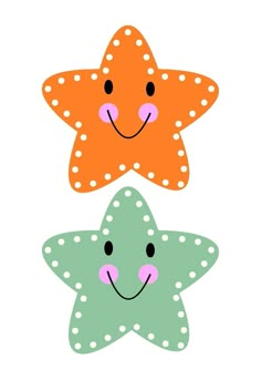 three starfishs with faces drawn on them, one smiling and the other frowning