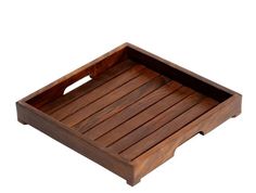 a wooden tray with handles on it