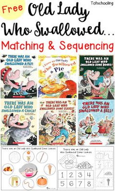 an old lady who swallowed matching and sequenceing activity for kids to learn how to read