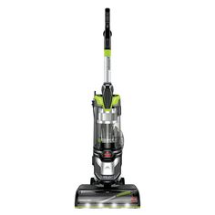 a green and silver vacuum on a white background