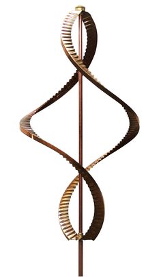 a spiral staircase made out of wood and metal, on a white background with clippings