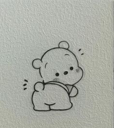 a drawing of a teddy bear holding a pillow