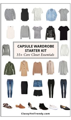 Two Week Capsule Wardrobe, Capsule Wardrobe Starter Kit, Essential Closet Pieces, Core Closet Essentials, Spring Closet Essentials, Teacher Capsule Wardrobe Spring, Teacher Wardrobe Essentials, Winter Closet Essentials, Fall Closet Essentials