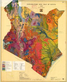 an image of a map of kenya with the major cities and rivers in different colors