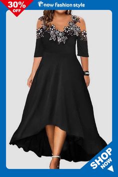 Casual Solid Patchwork V Neck Long Dress Plus Size Dresses Dress Elegant Short, Black Lace Prom Dress, Dress Half Sleeve, Plus Size Long Dresses, Long Dress Plus Size, Sukienki Plus Size, Stitching Dresses, Black Dress Prom, Plus Size Party Dresses