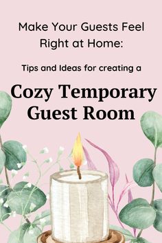 Make your guests feel right at home. Tips and ideas for creating a Cozy Temporary Guest Room. Candle and eucalyptus vine. Room In Living Room, Small Space Solutions, Overnight Guests, No Problem, Guest Bedroom, Small Space, Small House, Guest Room, Small Spaces