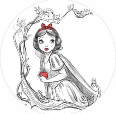 a drawing of a girl holding a heart