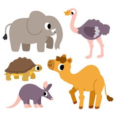 four different types of animals are shown in this image