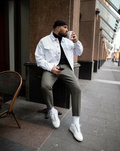 Air Force 1 Outfit Men, Mens Fall Outfits, Streetwear Mode, Mens Fashion Streetwear, Double Denim, Winter Outfits Men, Mens Fashion Casual Outfits