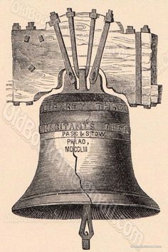 an old drawing of a liberty bell