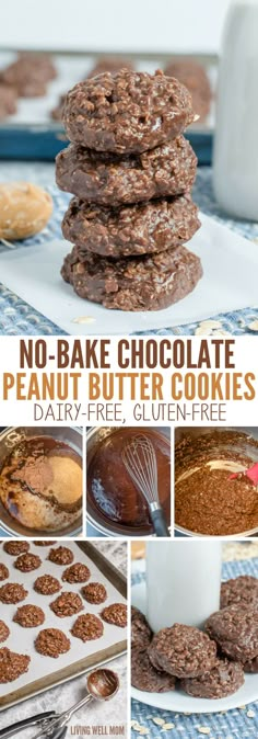 no - bake chocolate peanut butter cookies collage