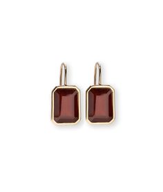 Aria Earrings in Hessonite Garnet. Featuring large Modern Octagon Earrings For Formal Occasions, Elegant Octagon Gemstone Earrings, Elegant Rectangular Stone Earrings, Timeless Rectangular Earrings For Formal Occasions, Timeless Rectangular Formal Earrings, Elegant Gemstone Baguette-cut Earrings, Classic Baguette Cut Gemstone Earrings, Elegant Octagon Earrings For Formal Occasions, Classic Formal Earrings With Rectangular Stone