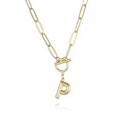 PRICES MAY VARY. 🎁SIZE: 22" Gold layered paperclip chain necklace with Toggle buckle initial pendant, fits most of women and girls. 🎁MATERIAL；16k gold plated Paperclip intial necklace with a shiny protective High-finish. No nickel and lead. No Hypoallergenic. No Tarnish. Safe to wear on your daily life. Dainty retro and high quality but personalized. 🎁MEANING: initial letter necklace, A perfect way to make your name become a memory as well as show off your unique, represents you, your loved o Intial Necklace, Initial Letter Necklace, Buckle Necklace, Simple Choker, Alphabet Pendant, Alphabet Necklace, Initial Letter, Initial Pendant, Letter Necklace