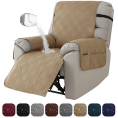 the reclining chair has an arm rest and foot rest