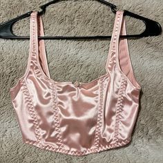 Corset/ Tank Style Top Super Adorable Never Worn Before! Trendy Satin Crop Top, Trendy Pink Crop Top For Date Night, Pink Ladies, Top Styles, Forever 21, Womens Tops, Tank Tops, Pink, Women Shopping